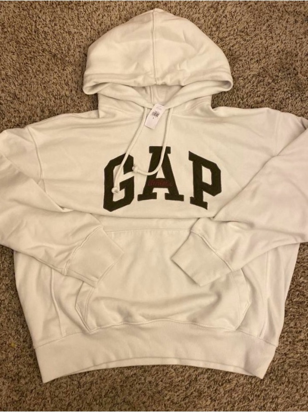 GAP White Hoodie with Black Logo